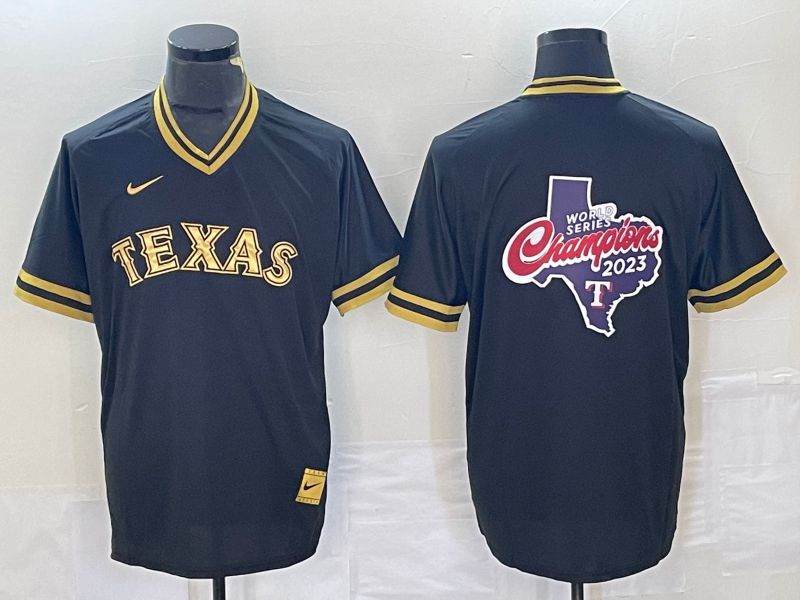 Men Texas Rangers Blank Black Game Nike 2023 MLB Jersey style 1